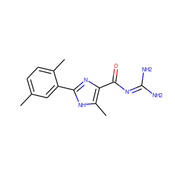 Cc1ccc(C)c(-c2nc(C(=O)N=C(N)N)c(C)[nH]2)c1 ZINC000040861568