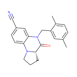 Cc1ccc(C)c(CN2C(=O)[C@@H]3CCCN3c3ccc(C#N)cc32)c1 ZINC000001386692