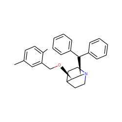 Cc1ccc(C)c(CO[C@@H]2C3CCN(CC3)[C@@H]2C(c2ccccc2)c2ccccc2)c1 ZINC000013744514