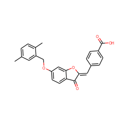 Cc1ccc(C)c(COc2ccc3c(c2)O/C(=C\c2ccc(C(=O)O)cc2)C3=O)c1 ZINC001772624176