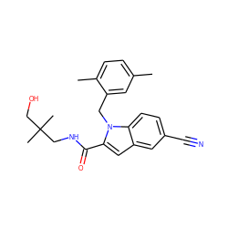 Cc1ccc(C)c(Cn2c(C(=O)NCC(C)(C)CO)cc3cc(C#N)ccc32)c1 ZINC000071296979