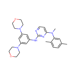 Cc1ccc(C)c(N(C)c2ccnc(Nc3cc(N4CCOCC4)cc(N4CCOCC4)c3)n2)c1 ZINC000071317377