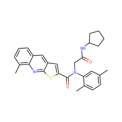 Cc1ccc(C)c(N(CC(=O)NC2CCCC2)C(=O)c2cc3cc4cccc(C)c4nc3s2)c1 ZINC000001364159