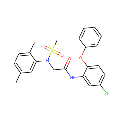 Cc1ccc(C)c(N(CC(=O)Nc2cc(Cl)ccc2Oc2ccccc2)S(C)(=O)=O)c1 ZINC000000667171