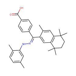 Cc1ccc(C)c(N/N=C(\c2ccc(C(=O)O)cc2)c2cc3c(cc2C)C(C)(C)CCC3(C)C)c1 ZINC000653661724