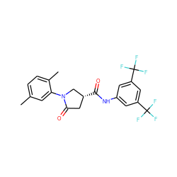 Cc1ccc(C)c(N2C[C@H](C(=O)Nc3cc(C(F)(F)F)cc(C(F)(F)F)c3)CC2=O)c1 ZINC000220662103