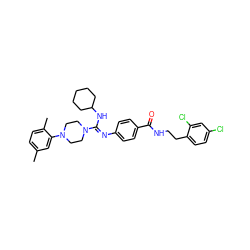 Cc1ccc(C)c(N2CCN(/C(=N/c3ccc(C(=O)NCCc4ccc(Cl)cc4Cl)cc3)NC3CCCCC3)CC2)c1 ZINC000101013690