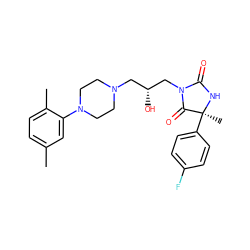 Cc1ccc(C)c(N2CCN(C[C@@H](O)CN3C(=O)N[C@@](C)(c4ccc(F)cc4)C3=O)CC2)c1 ZINC000653711374