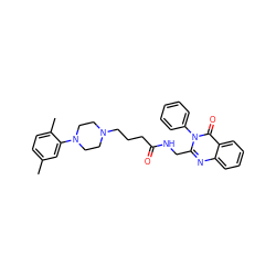 Cc1ccc(C)c(N2CCN(CCCC(=O)NCc3nc4ccccc4c(=O)n3-c3ccccc3)CC2)c1 ZINC000029123376