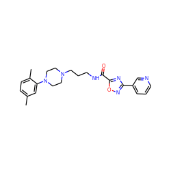 Cc1ccc(C)c(N2CCN(CCCNC(=O)c3nc(-c4cccnc4)no3)CC2)c1 ZINC000009405787