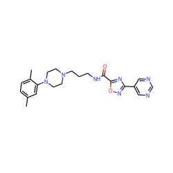 Cc1ccc(C)c(N2CCN(CCCNC(=O)c3nc(-c4cncnc4)no3)CC2)c1 ZINC000029043090