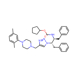 Cc1ccc(C)c(N2CCN(Cc3cn([C@@H](Cc4ccccc4)[C@H](Cc4ccccc4)NC(=O)OC4CCCC4)nn3)CC2)c1 ZINC000053173601