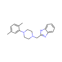 Cc1ccc(C)c(N2CCN(Cc3nc4ccccc4[nH]3)CC2)c1 ZINC000013581151