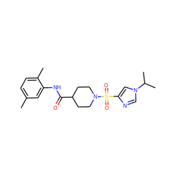 Cc1ccc(C)c(NC(=O)C2CCN(S(=O)(=O)c3cn(C(C)C)cn3)CC2)c1 ZINC000064957655