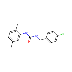 Cc1ccc(C)c(NC(=O)NCc2ccc(Cl)cc2)c1 ZINC000001741847