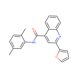 Cc1ccc(C)c(NC(=O)c2cc(-c3ccco3)nc3ccccc23)c1 ZINC000000433884