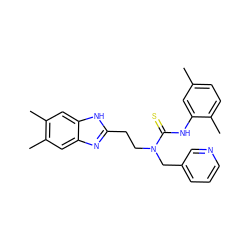 Cc1ccc(C)c(NC(=S)N(CCc2nc3cc(C)c(C)cc3[nH]2)Cc2cccnc2)c1 ZINC000001360804