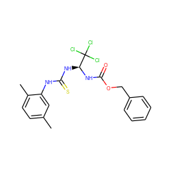 Cc1ccc(C)c(NC(=S)N[C@H](NC(=O)OCc2ccccc2)C(Cl)(Cl)Cl)c1 ZINC000008692074