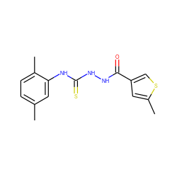 Cc1ccc(C)c(NC(=S)NNC(=O)c2csc(C)c2)c1 ZINC000008685071