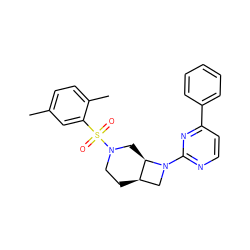 Cc1ccc(C)c(S(=O)(=O)N2CC[C@@H]3CN(c4nccc(-c5ccccc5)n4)[C@@H]3C2)c1 ZINC000116828630