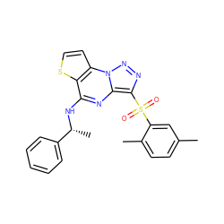 Cc1ccc(C)c(S(=O)(=O)c2nnn3c2nc(N[C@H](C)c2ccccc2)c2sccc23)c1 ZINC000020516456