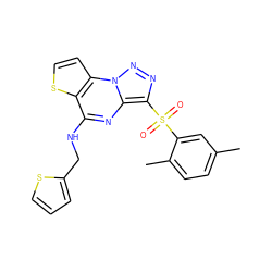 Cc1ccc(C)c(S(=O)(=O)c2nnn3c2nc(NCc2cccs2)c2sccc23)c1 ZINC000008589463