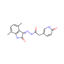 Cc1ccc(C)c2c1NC(=O)/C2=N\NC(=O)Cc1ccc(=O)[nH]c1 ZINC000072182361