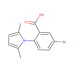 Cc1ccc(C)n1-c1ccc(Br)cc1C(=O)O ZINC000004635994