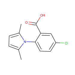 Cc1ccc(C)n1-c1ccc(Cl)cc1C(=O)O ZINC000000244527