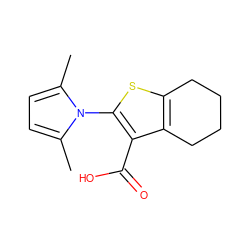 Cc1ccc(C)n1-c1sc2c(c1C(=O)O)CCCC2 ZINC000002481612