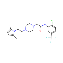 Cc1ccc(C)n1CCN1CCN(CC(=O)Nc2cc(C(F)(F)F)ccc2Cl)CC1 ZINC000020103475