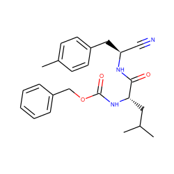 Cc1ccc(C[C@@H](C#N)NC(=O)[C@H](CC(C)C)NC(=O)OCc2ccccc2)cc1 ZINC000014972141