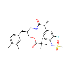 Cc1ccc(C[C@@H](CNC(=O)[C@H](C)c2ccc(NS(C)(=O)=O)c(F)c2)COC(=O)C(C)(C)C)cc1C ZINC000014973219