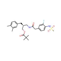 Cc1ccc(C[C@@H](CNC(=O)Cc2ccc(NS(C)(=O)=O)c(F)c2)COC(=O)C(C)(C)C)cc1C ZINC000014973195