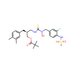 Cc1ccc(C[C@@H](CNC(=S)N(O)Cc2ccc(NS(C)(=O)=O)c(F)c2)COC(=O)C(C)(C)C)cc1C ZINC000026388567