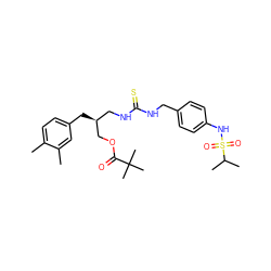 Cc1ccc(C[C@@H](CNC(=S)NCc2ccc(NS(=O)(=O)C(C)C)cc2)COC(=O)C(C)(C)C)cc1C ZINC000026843999