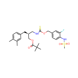 Cc1ccc(C[C@@H](CNC(=S)OCc2ccc(NS(C)(=O)=O)c(F)c2)COC(=O)C(C)(C)C)cc1C ZINC000026390904