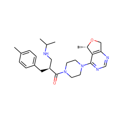 Cc1ccc(C[C@@H](CNC(C)C)C(=O)N2CCN(c3ncnc4c3[C@H](C)OC4)CC2)cc1 ZINC000066258790