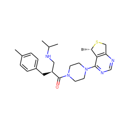 Cc1ccc(C[C@@H](CNC(C)C)C(=O)N2CCN(c3ncnc4c3[C@H](C)SC4)CC2)cc1 ZINC000066252599