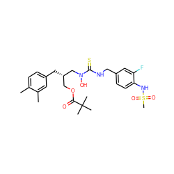 Cc1ccc(C[C@@H](COC(=O)C(C)(C)C)CN(O)C(=S)NCc2ccc(NS(C)(=O)=O)c(F)c2)cc1C ZINC000003950322