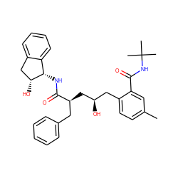 Cc1ccc(C[C@@H](O)C[C@@H](Cc2ccccc2)C(=O)N[C@H]2c3ccccc3C[C@H]2O)c(C(=O)NC(C)(C)C)c1 ZINC000003985742