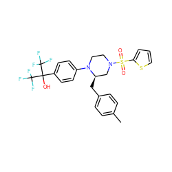 Cc1ccc(C[C@@H]2CN(S(=O)(=O)c3cccs3)CCN2c2ccc(C(O)(C(F)(F)F)C(F)(F)F)cc2)cc1 ZINC000103238891