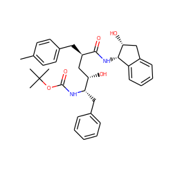 Cc1ccc(C[C@H](C[C@H](O)[C@H](Cc2ccccc2)NC(=O)OC(C)(C)C)C(=O)N[C@H]2c3ccccc3C[C@H]2O)cc1 ZINC000014943275