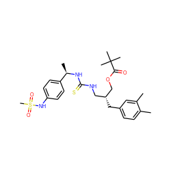 Cc1ccc(C[C@H](CNC(=S)N[C@H](C)c2ccc(NS(C)(=O)=O)cc2)COC(=O)C(C)(C)C)cc1C ZINC000135897970