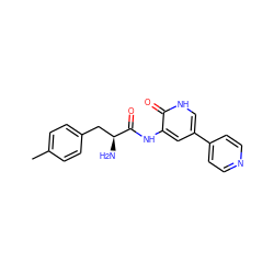 Cc1ccc(C[C@H](N)C(=O)Nc2cc(-c3ccncc3)c[nH]c2=O)cc1 ZINC000084689297