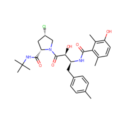 Cc1ccc(C[C@H](NC(=O)c2c(C)ccc(O)c2C)[C@H](O)C(=O)N2C[C@@H](Cl)C[C@H]2C(=O)NC(C)(C)C)cc1 ZINC000014944425
