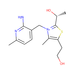 Cc1ccc(C[n+]2c([C@@H](C)O)sc(CCO)c2C)c(N)n1 ZINC000029125922