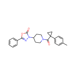 Cc1ccc(C2(C(=O)N3CCC(n4nc(-c5ccccc5)oc4=O)CC3)CC2)cc1 ZINC000009250980