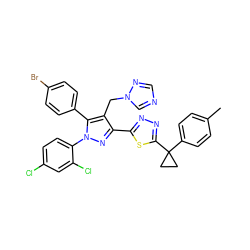 Cc1ccc(C2(c3nnc(-c4nn(-c5ccc(Cl)cc5Cl)c(-c5ccc(Br)cc5)c4Cn4cncn4)s3)CC2)cc1 ZINC000058575081