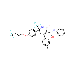 Cc1ccc(C2=C([C@@H](O)Nc3ccccc3)C(=O)N[C@@](c3ccc(OCCCC(F)(F)F)cc3)(C(F)(F)F)C2)cc1 ZINC001772597130